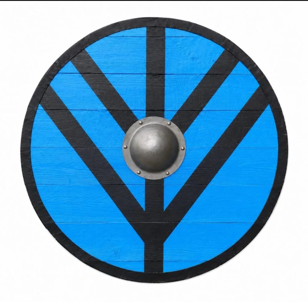 Viking Blue & Black Chevron Wooden Shield - Replica Shield DS-24-003