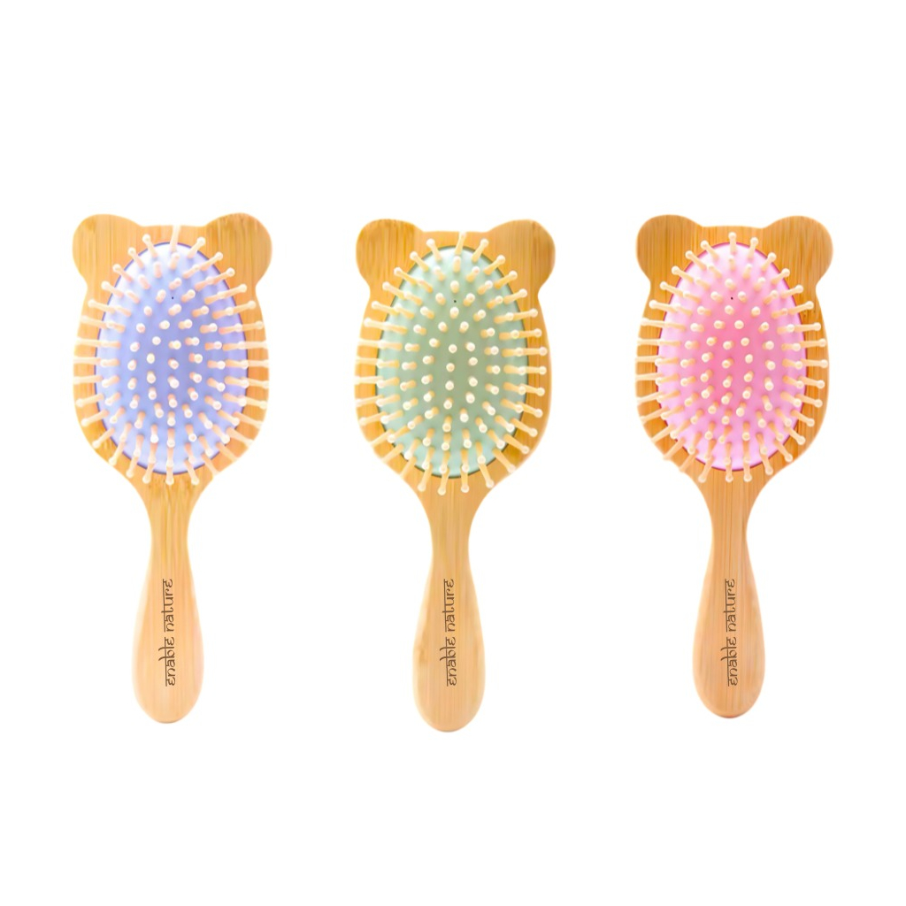 Bamboo Kitty Shape Coloured Hair Brushes
