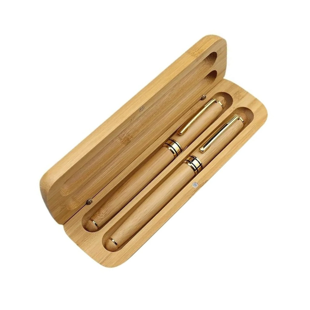 Bamboo Magnetic Box With Fountain Pen