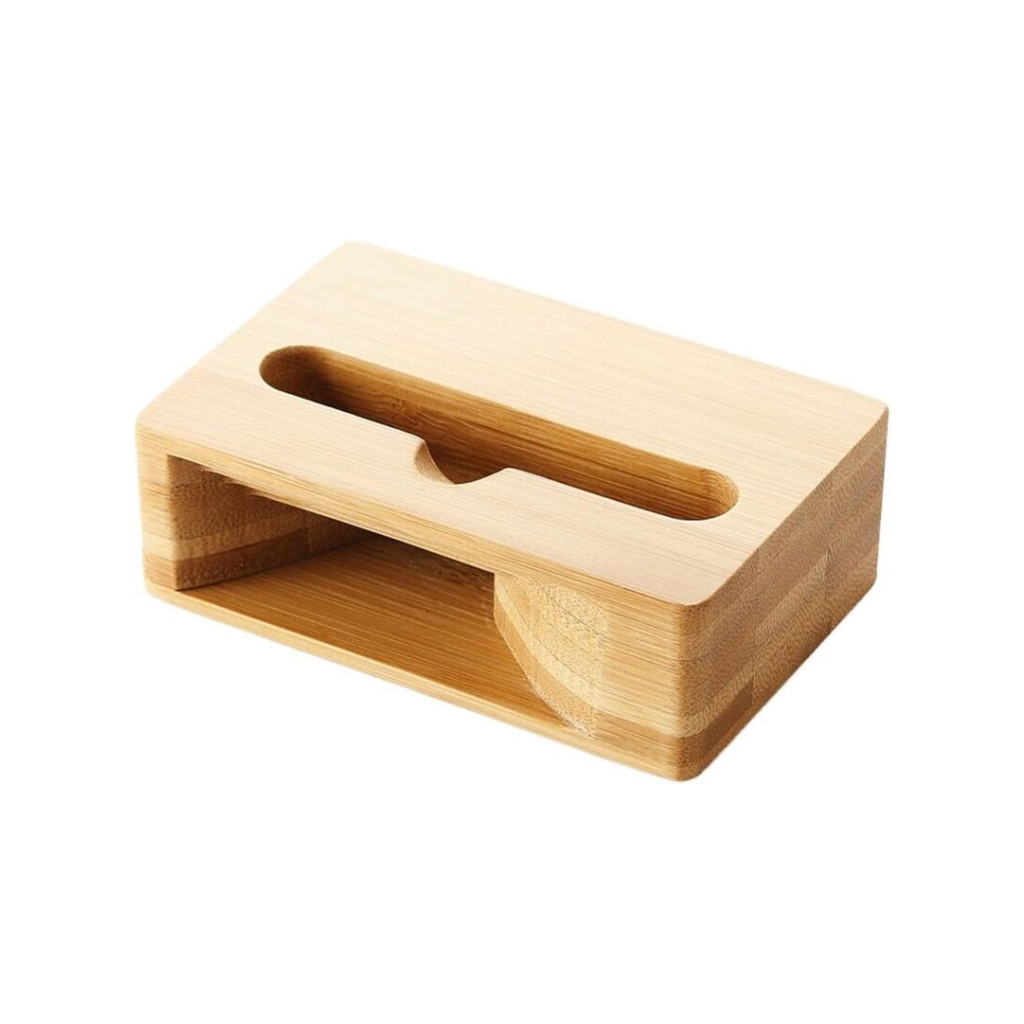 Bamboo mobile stand with sound enhancer