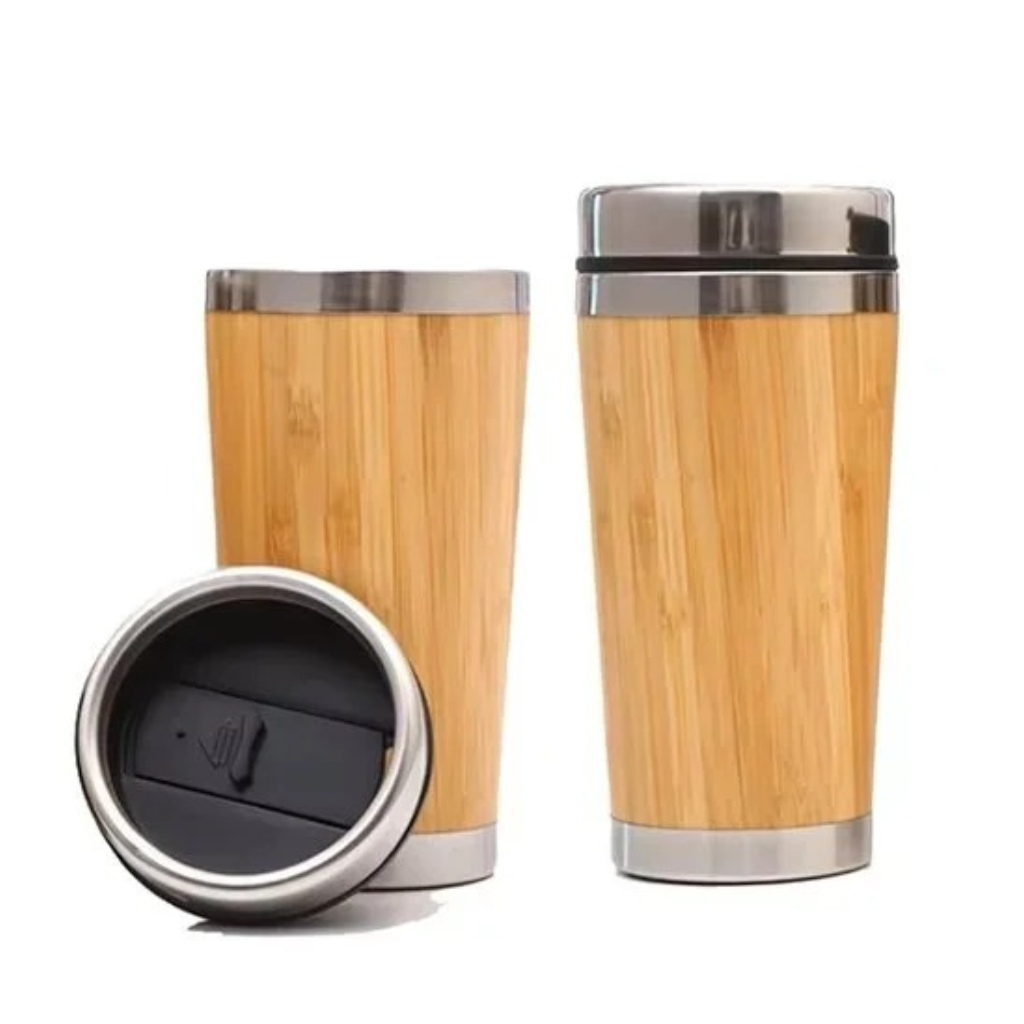 Insulated Stainless Steel Bamboo Coffee Tumbler 450 ml