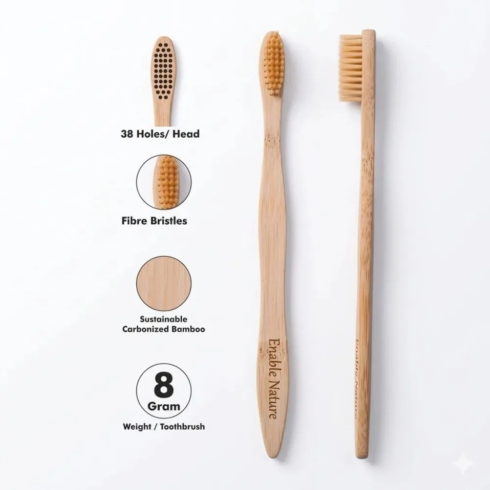Nature Eco Bamboo Fiber Toothbrush - Filosha Exports B2B Sourcing