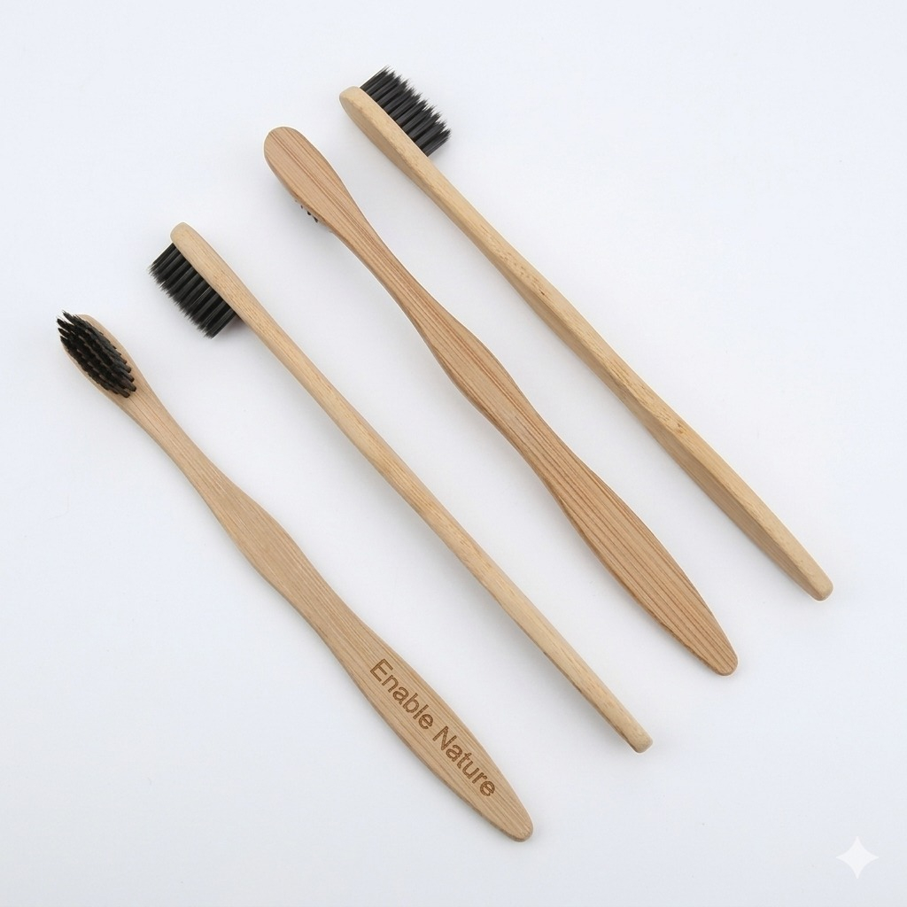 S-Curve Charcoal Bamboo Toothbrush