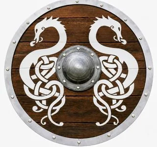 Twin White Dragons Wooden Shield - Replica Shield VS-24-003