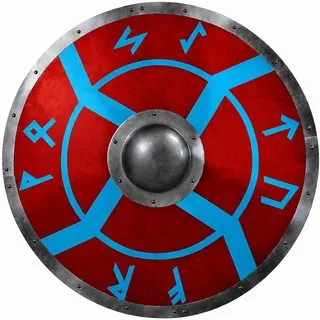 Cyan Triskele & Runes Wooden Shield - Replica Shield VS-24-011