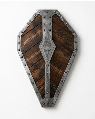 Diagonal Oak Diamond Wooden Shield - Replica Shield VS-24-013