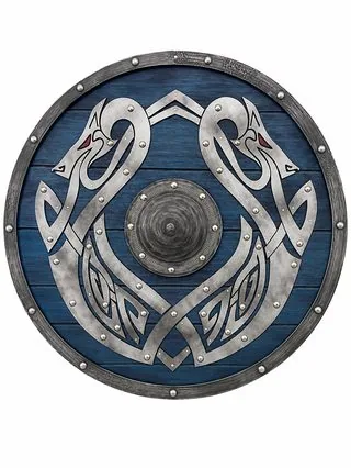 Twin Silver Dragons Cobalt Wooden Shield - Replica Shield VS-24-016