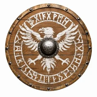 Rune Ring White Raven Wooden Shield - Replica Shield VS-24-018