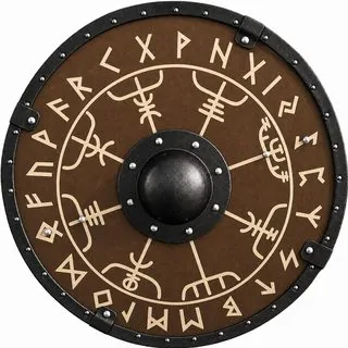 Concentric Ring Bind-Runes Wooden Shield - Replica Shield VS-24-019